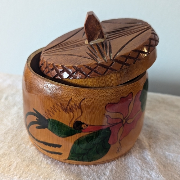 Vintage Carved Lidded Wood Box - Picture 9 of 9